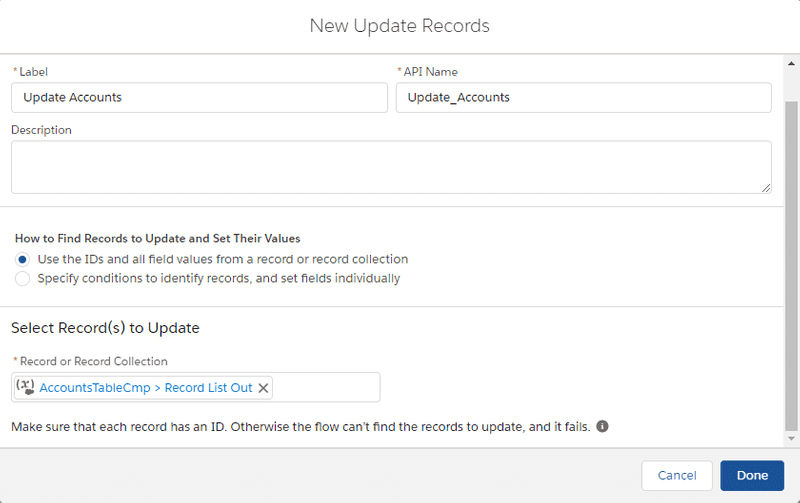 Screenshot of update records